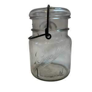 Ball Ideal Clear Glass Pint Mason Jar with Lid‎ and Wire Bail #4